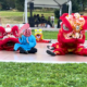 Chinese lion dancers during an epic performance.